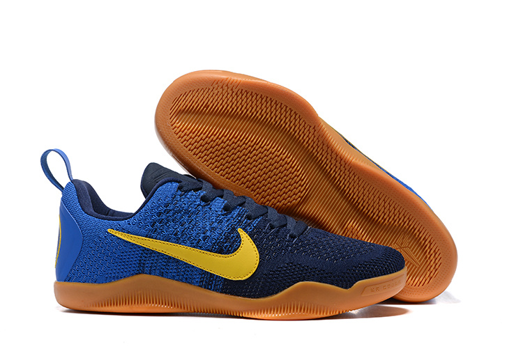 Women Nike Kobe 11 Flyknit Blue Yellow Brown Shoes